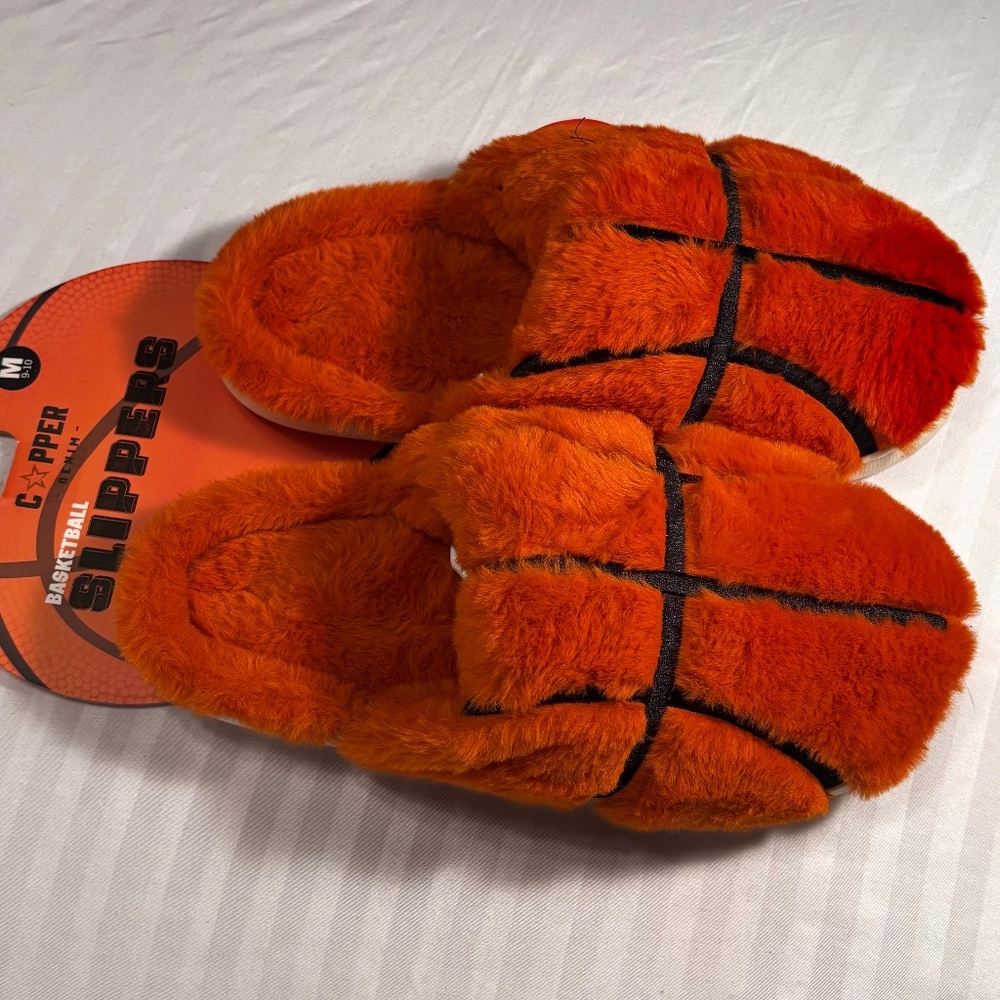 Copper Denim Football Slippers Orange/Black Size 9-10 M Slip On